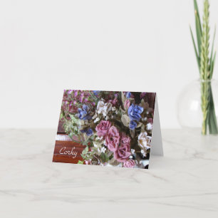 Cartão De Agradecimento Flores Vintage, Roxo, Nome Personalizado
