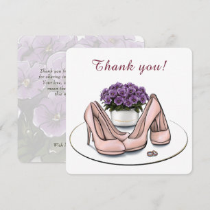 Cartão De Agradecimento Flores Violetas Elegantes Casamento Lésbico