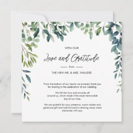 Cartão De Agradecimento Floresta botânica elegante deixa casamento fotográ