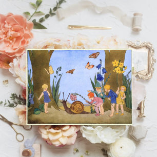 Cartão De Agradecimento Floresta Caprichosa Vintage para Crianças