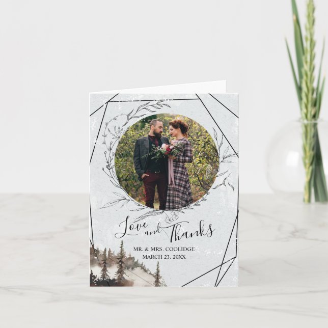 Cartão de Agradecimento Floresta, Corvo, Coroa de  (Frente)