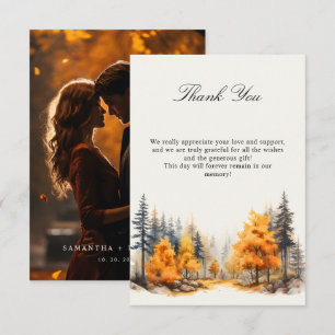 Cartão De Agradecimento Floresta de casamento de outono Foto