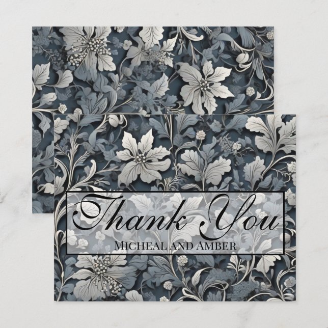 Cartão De Agradecimento Floresta de cinzas brancas prateadas, empoeiradas, (Frente/Verso)