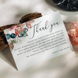 Cartão De Agradecimento Floresta de cor d'água elegante cai no casamento f