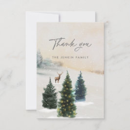 Cartão De Agradecimento Floresta de Inverno Elegante