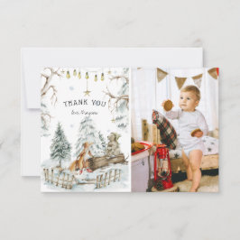 Cartão De Agradecimento Floresta de Madeira Aniversário de inverno Obrigad