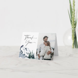 Cartão De Agradecimento Floresta Elegante De Montanhas De Aquarela