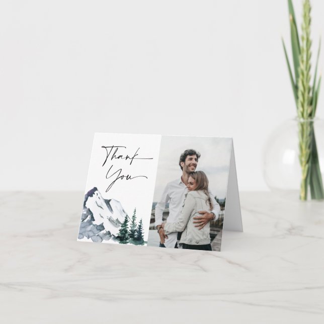 Cartão De Agradecimento Floresta Elegante De Montanhas De Aquarela (Frente)