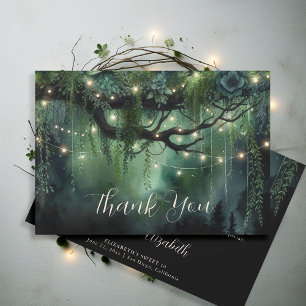Cartão De Agradecimento Floresta Encantada Esmeralda Floral Fada Sweet 16