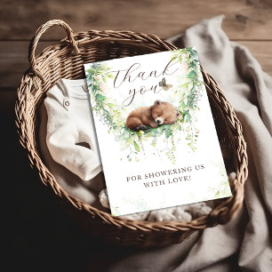 Cartão De Agradecimento Floresta Florestal Chá de Bebê Verde