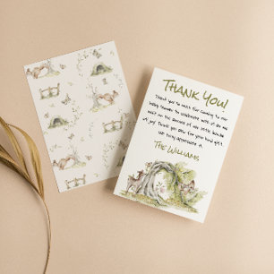 Cartão De Agradecimento Floresta Selvagem Deer Bunny Chuveirinho de Bebê F