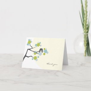 Cartão De Agradecimento Florestas De Cereja E Pássaros De Amor Casamento Q