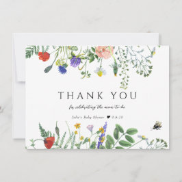 Cartão De Agradecimento Florestas Selvagens | Bebês Floral | CHÁ DE FRALDA