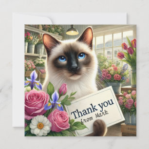 Cartão De Agradecimento Florista de Cat "Envie gratidão Purr-perfeita com