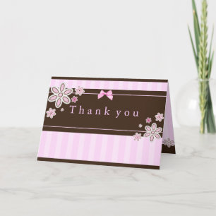 Cartão De Agradecimento Flower Pink & Brown Thank You Card