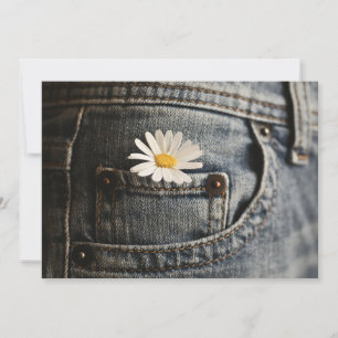 Cartão De Agradecimento Flowers   Daisy in Jeans Pocket