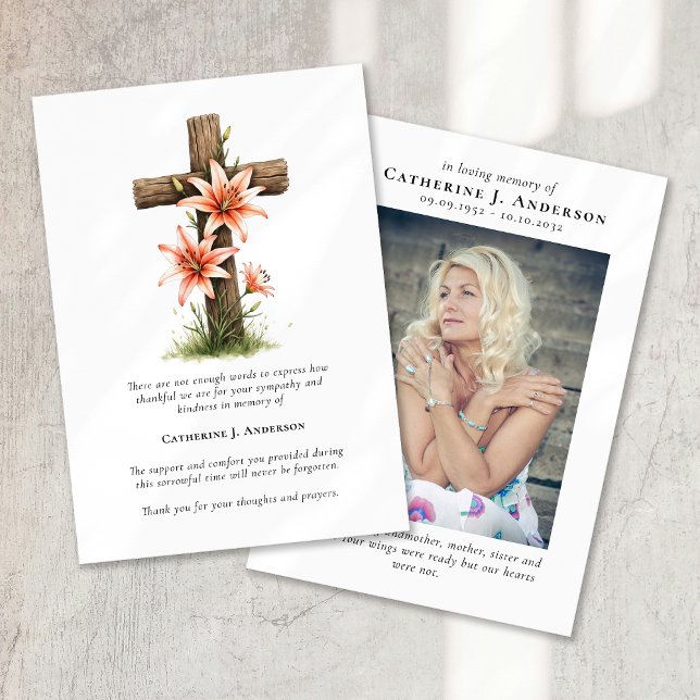 Cartão De Agradecimento Flowers Foto Simpatia Funeral Memorial (Criador carregado)
