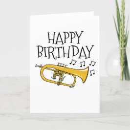 Cartão De Agradecimento Flugelhorn Aniversário com Musicista de Brass Horn