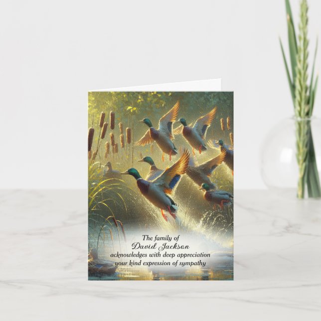 Cartão De Agradecimento Flying Mallard Ducks Simpatia Obrigado (Frente)