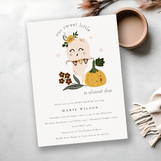 Cartão De Agradecimento Fofo de Halloween Fantasma Pequeno Chá de fraldas  (Criador carregado)