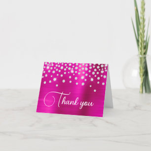 Cartão De Agradecimento Foil Rosa Quente Diamante Confetti 50º Aniversário