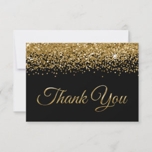 Cartão De Agradecimento Foil Script Doce 16 Dourado Metálico Falso