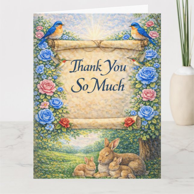 Cartão De Agradecimento Folded Floral Thank You Card with Scripture (Frente)