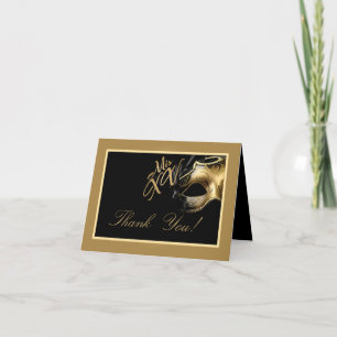 Cartão De Agradecimento Folded Thank you Card Mis XV Gold Black
