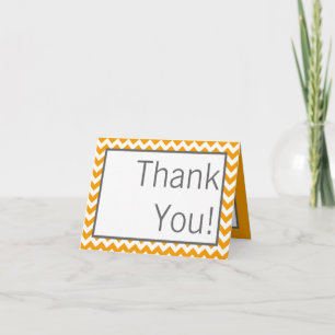 Cartão De Agradecimento Folded Thank You Card Yellow Gray Gre Chevron Name