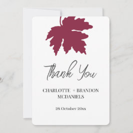 Cartão De Agradecimento Folha de Bordo de Outono de Casamento Obrigado 