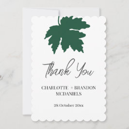 Cartão De Agradecimento Folha de Bordo de Outono Verde Casamento Obrigado 