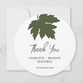 Cartão De Agradecimento Folha de Bordo de Outono Verde Oliva Casamento Agr