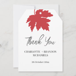 Cartão De Agradecimento Folha de Bordo de Outono Vermelho Brilhante Casame
