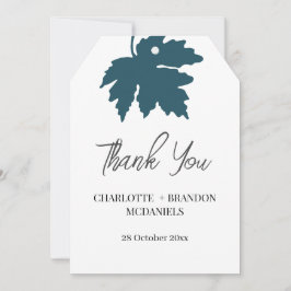 Cartão De Agradecimento Folha de Bordo Outono Azul Casamento Obrigado 