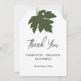 Cartão De Agradecimento Folha de Bordo Outono Verde Oliva Casamento Agrade