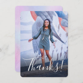 Cartão De Agradecimento Folha de Cheio do Pastel Watercolor Back