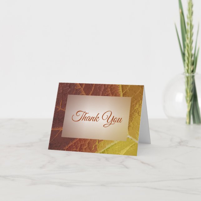 Cartão De Agradecimento Folha de outono - Obrigado (Frente)