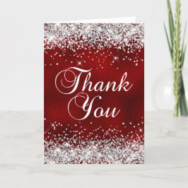 Cartão De Agradecimento Folha De Vidro Vermelho Escuro Da Prata