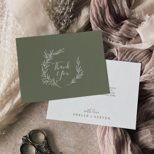 Cartão De Agradecimento Folha mínima Plano Verde escuro