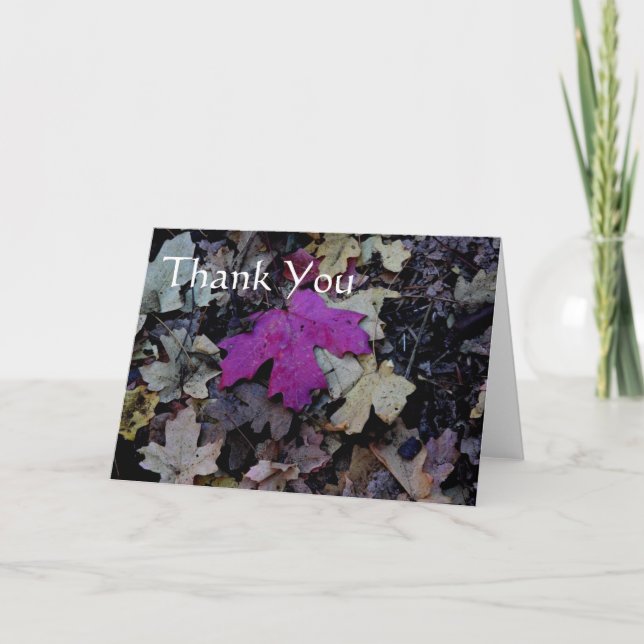 Cartão De Agradecimento Folha rosa, obrigado você (Frente)