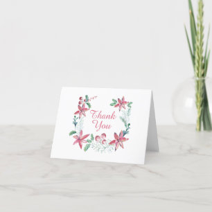 Cartão De Agradecimento Folhagem de Natal Watercolor Obrigado