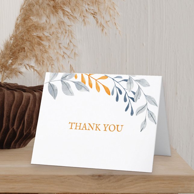 Cartão De Agradecimento Folhagem de outono simples Obrigado (Fall themed thank you card with autumn leaves)