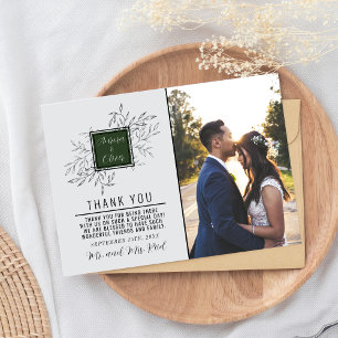 Cartão De Agradecimento Folhagem Delicada   Deep Sage Green   Casamento