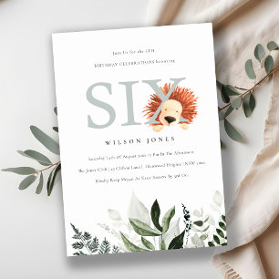 Cartão De Agradecimento Folhagem Lion Cute 6 Sexta Festa de aniversário Co