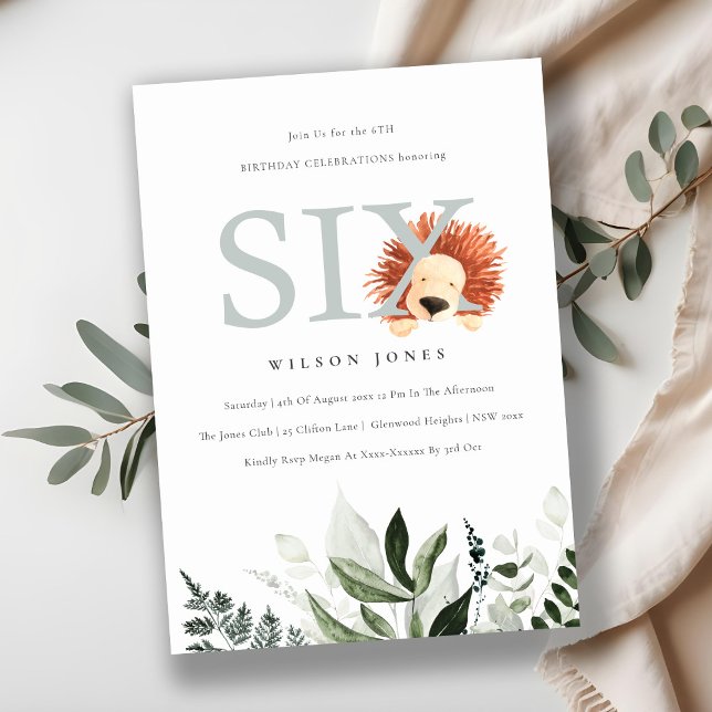 Cartão De Agradecimento Folhagem Lion Cute 6 Sexta Festa de aniversário Co (Criador carregado)