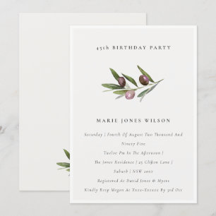 Cartão De Agradecimento Folhagem Mínima De Oliva A Qualquer Aniversário 