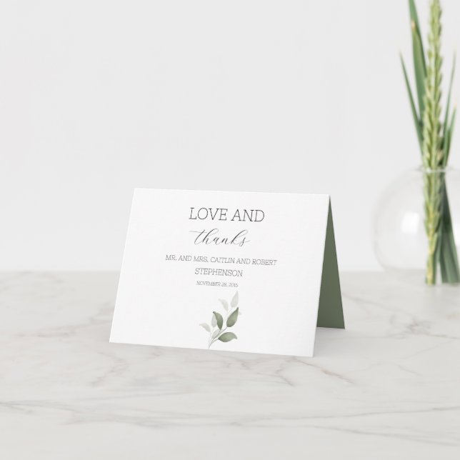 Cartão De Agradecimento Folhagem Moderna (Frente)