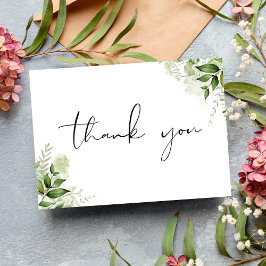 Cartão De Agradecimento Folhas Botânicas Personalizadas Escrita Elegante