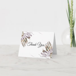 Cartão De Agradecimento Folhas de Aquarela em Dourado Taupe Mauve