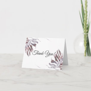 Cartão De Agradecimento Folhas de Aquarelas Mauais Rosa-rosa